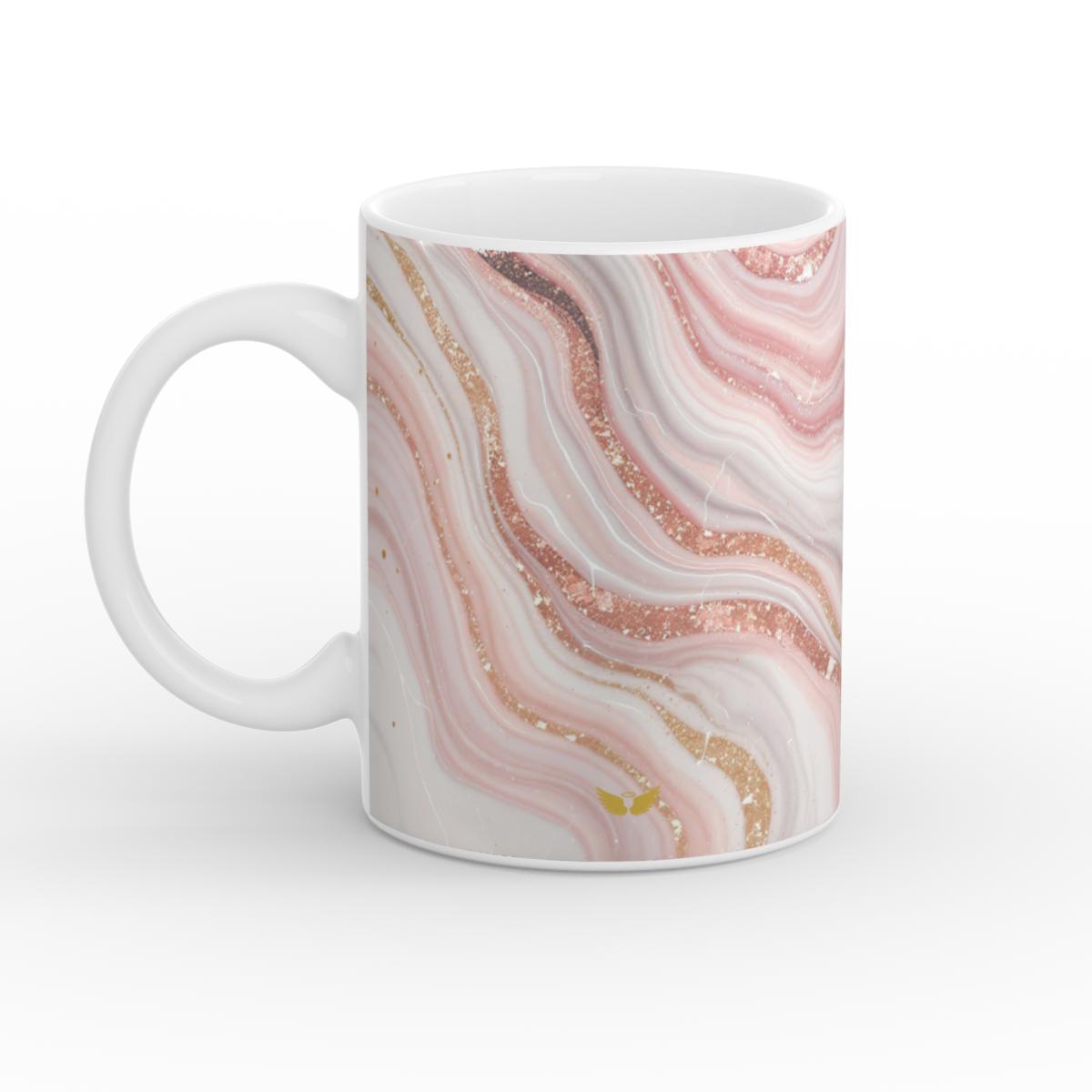 White Glossy Mug Rose Quartz Glow