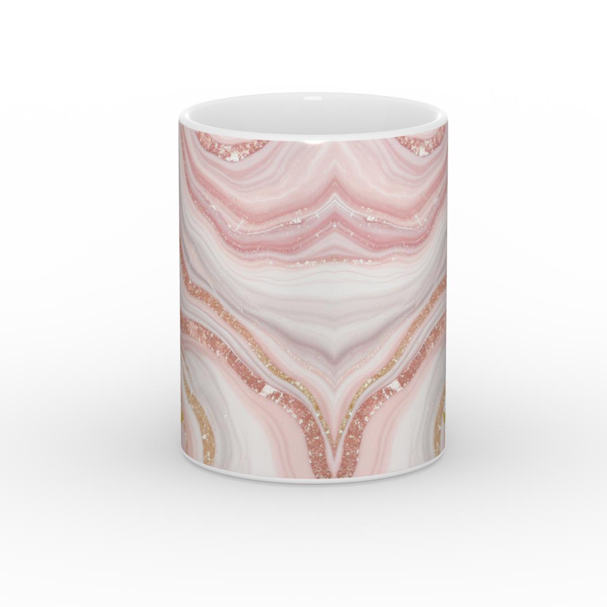 White Glossy Mug Rose Quartz Glow