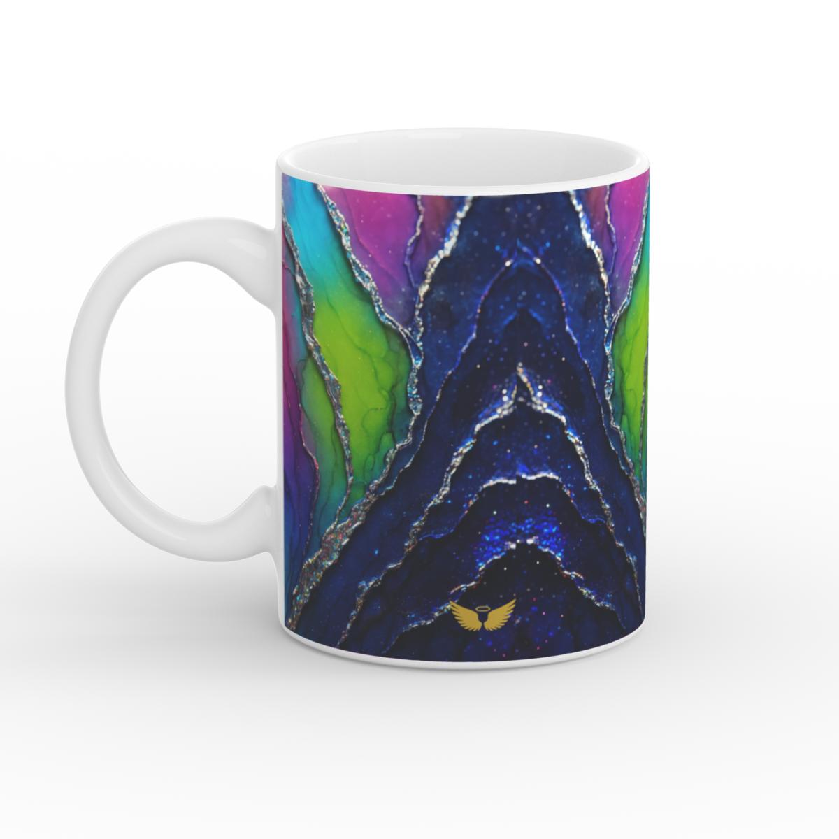 White Glossy Mug Aurora Heart