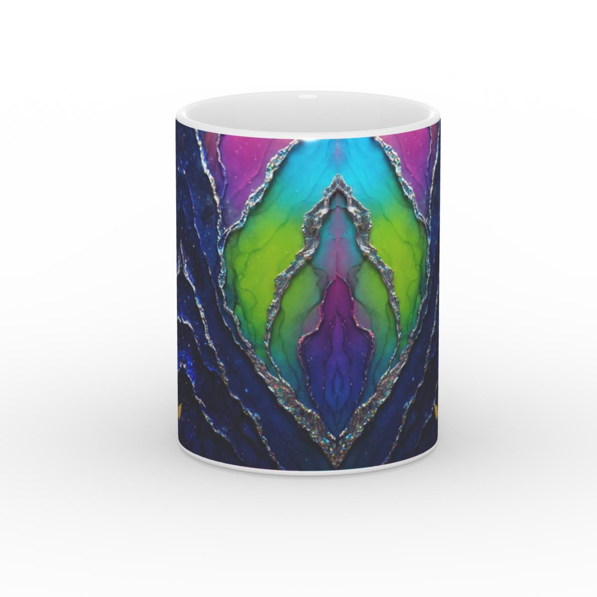 White Glossy Mug Aurora Heart