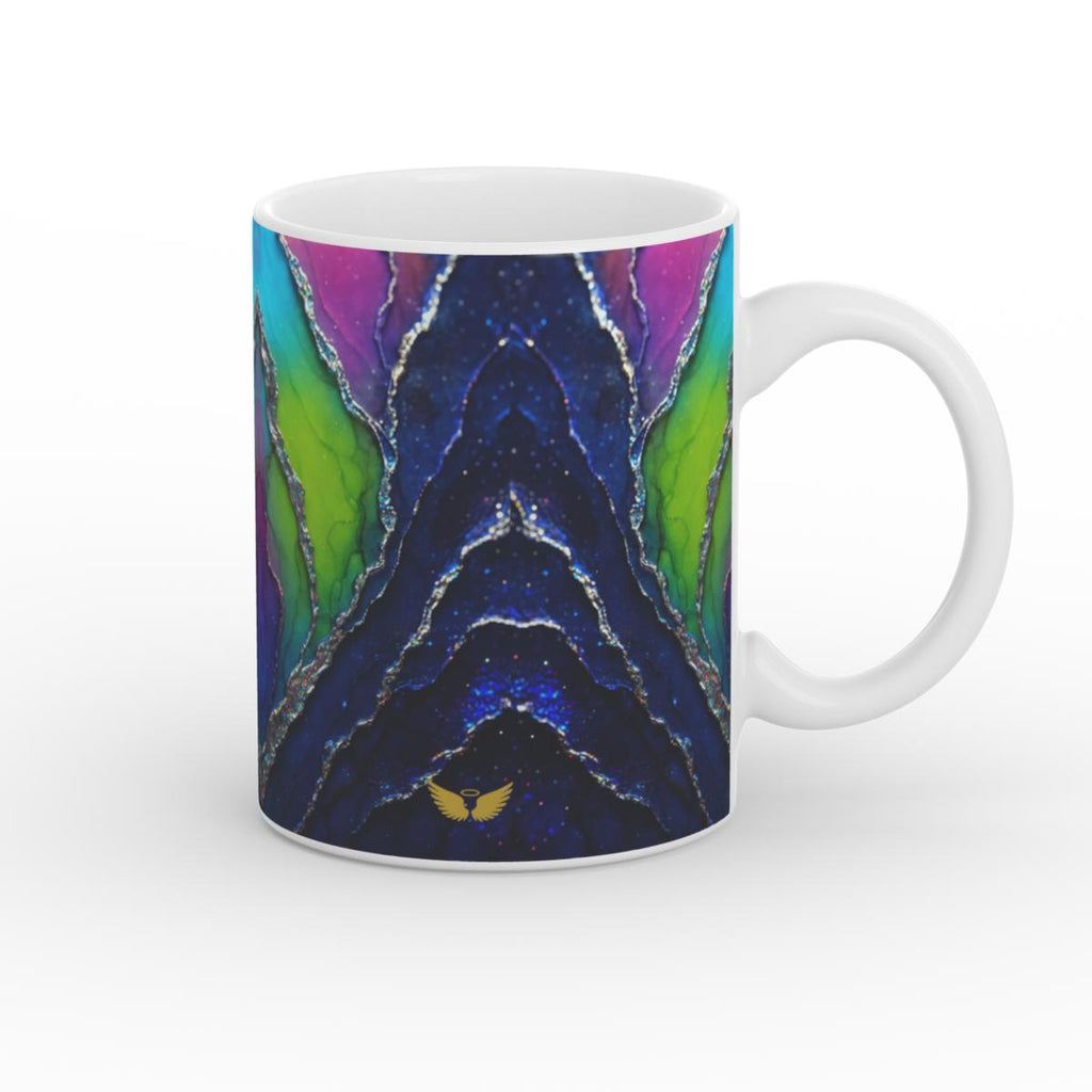 White Glossy Mug Aurora Heart