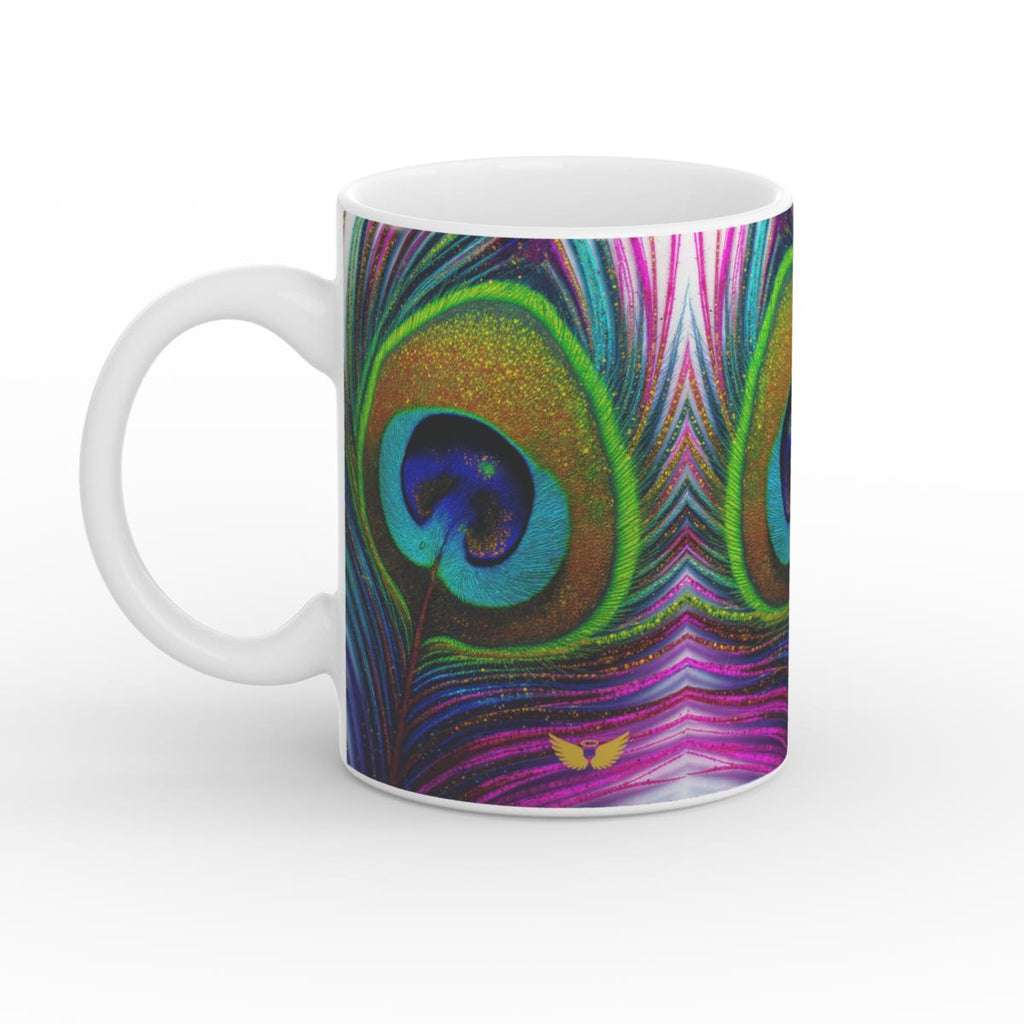 White Glossy Mug Sacred Feather
