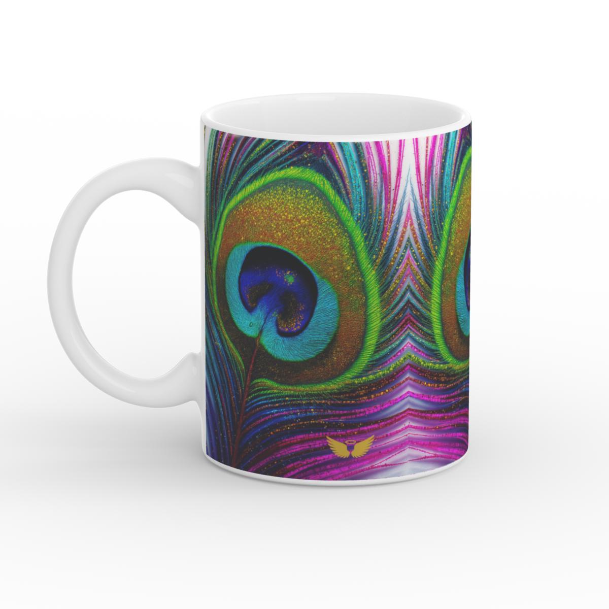 White Glossy Mug Sacred Feather