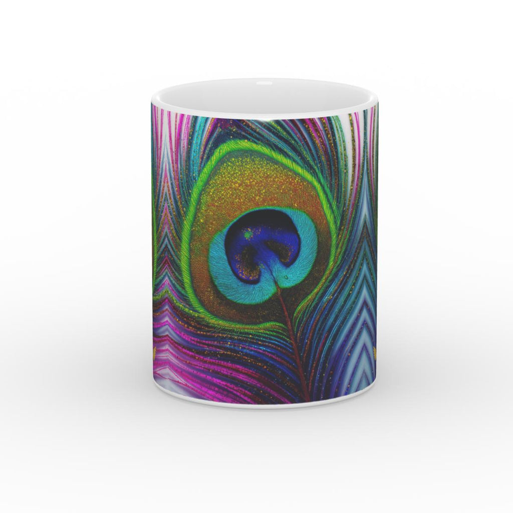 White Glossy Mug Sacred Feather