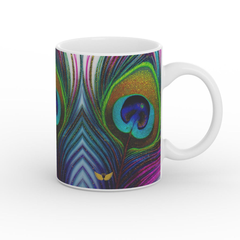 White Glossy Mug Sacred Feather