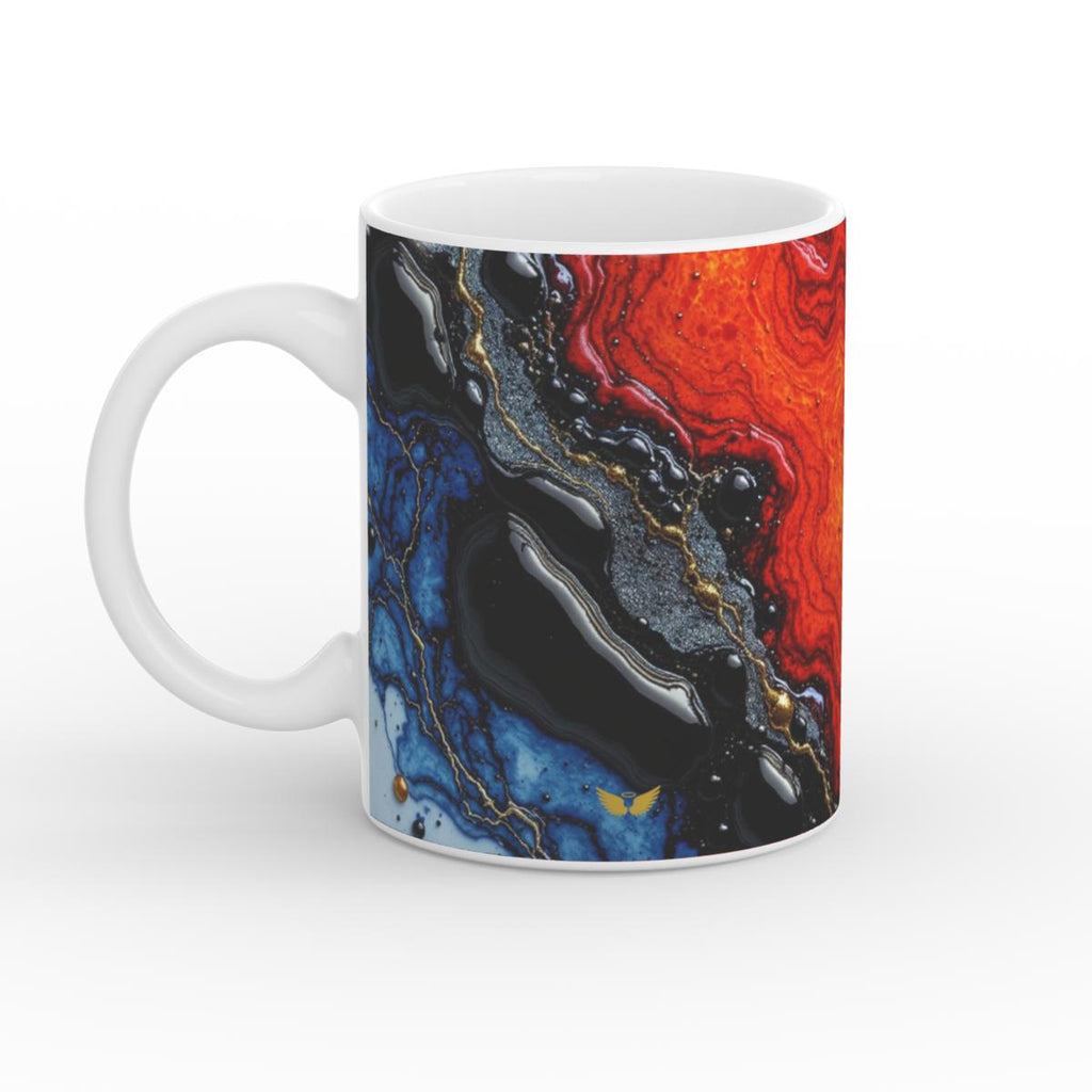 White Glossy Mug Lava and Ocean