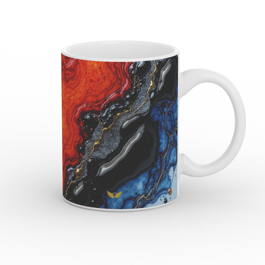 White Glossy Mug Lava and Ocean