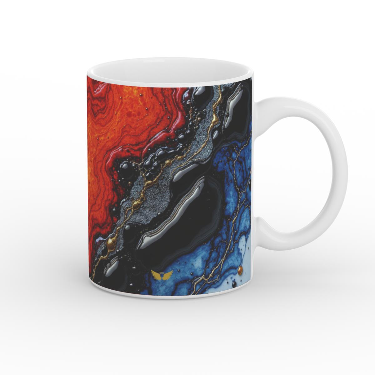 White Glossy Mug Lava and Ocean