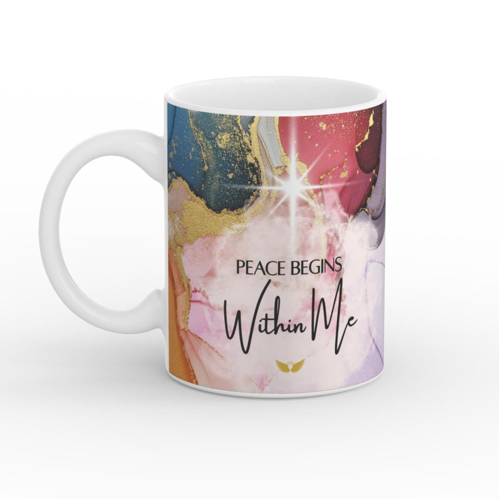 White Glossy Mug Peace begins