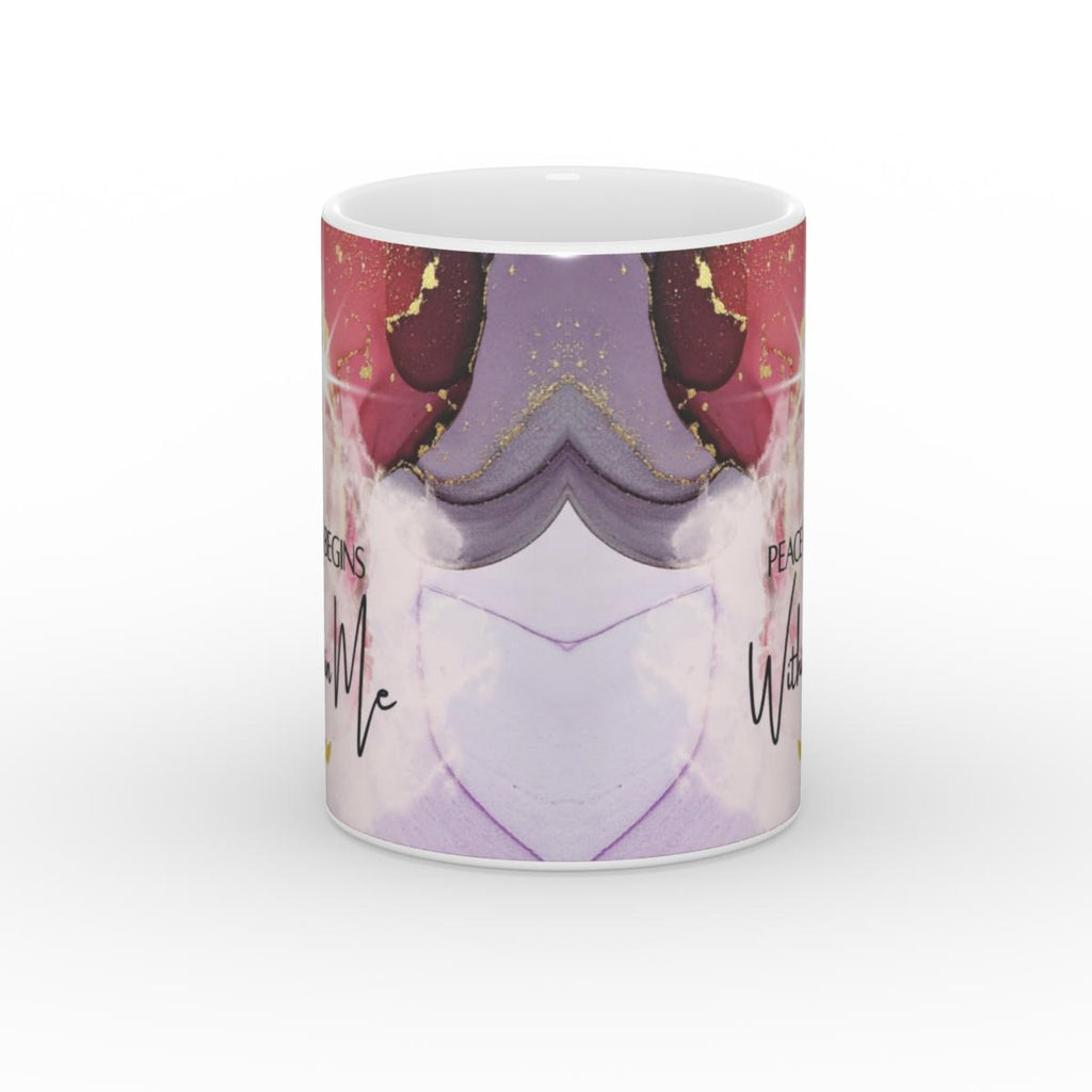 White Glossy Mug Peace begins