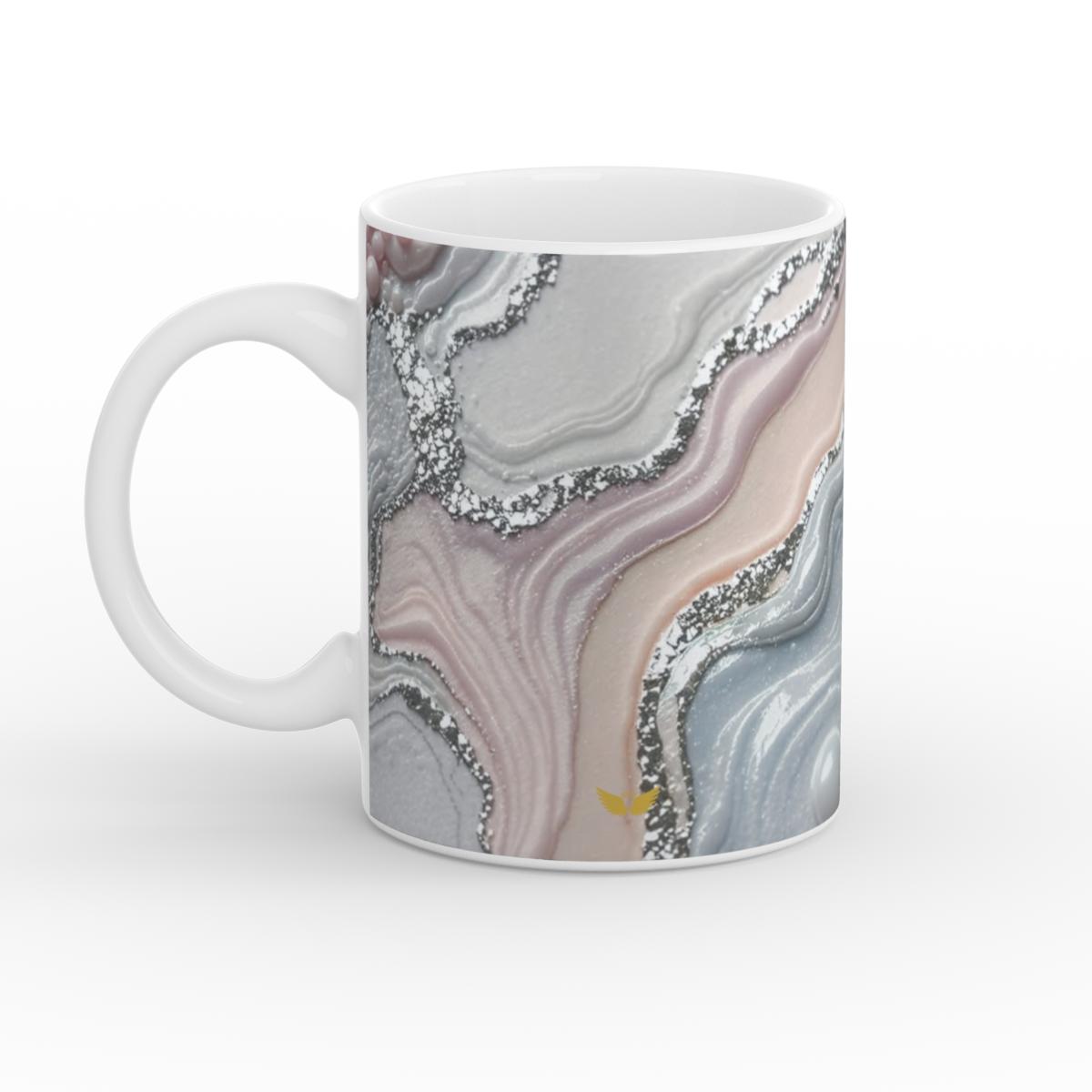 White Glossy Mug Crystal flow