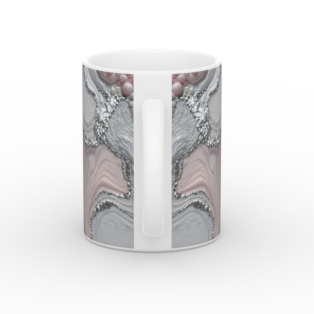 White Glossy Mug Crystal flow
