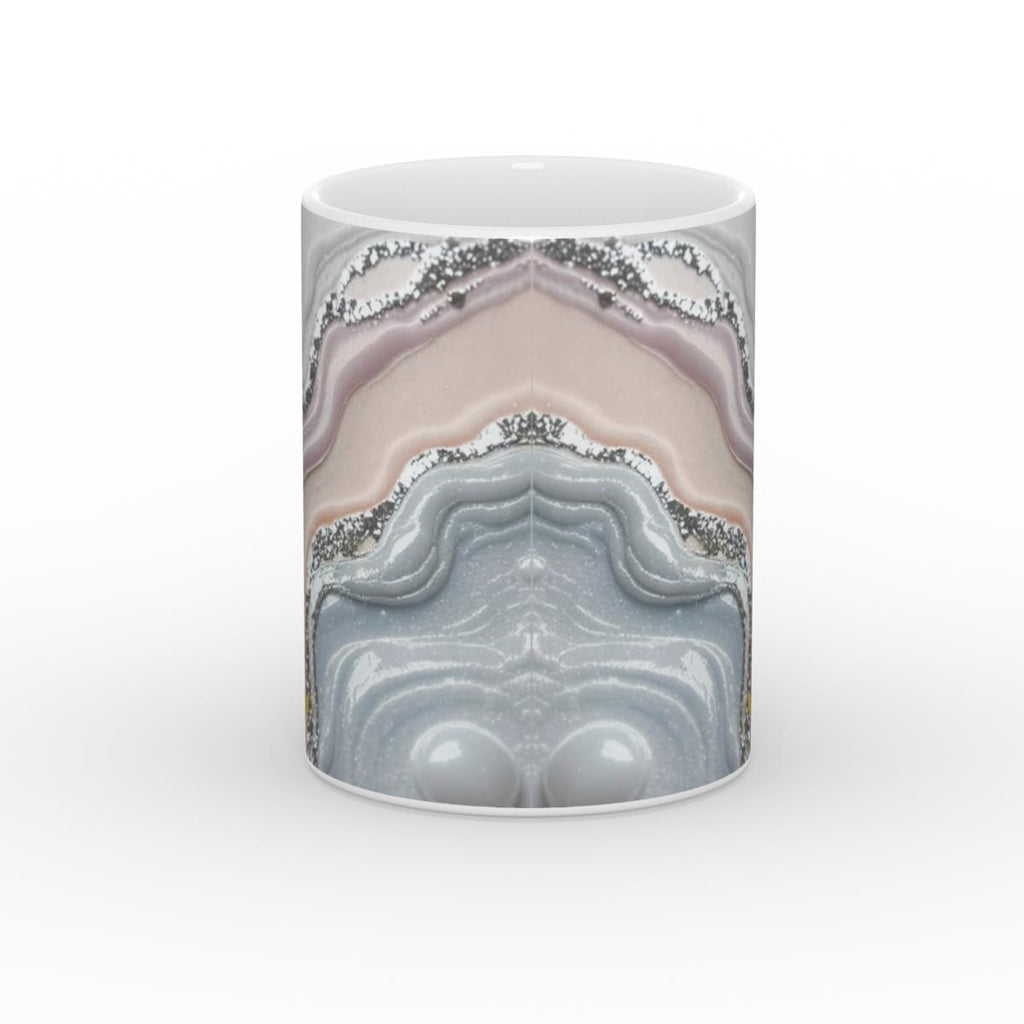 White Glossy Mug Crystal flow