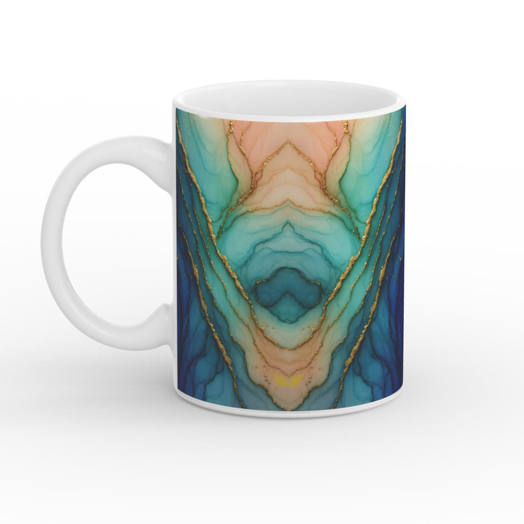 White Glossy Mug Ocean Gold