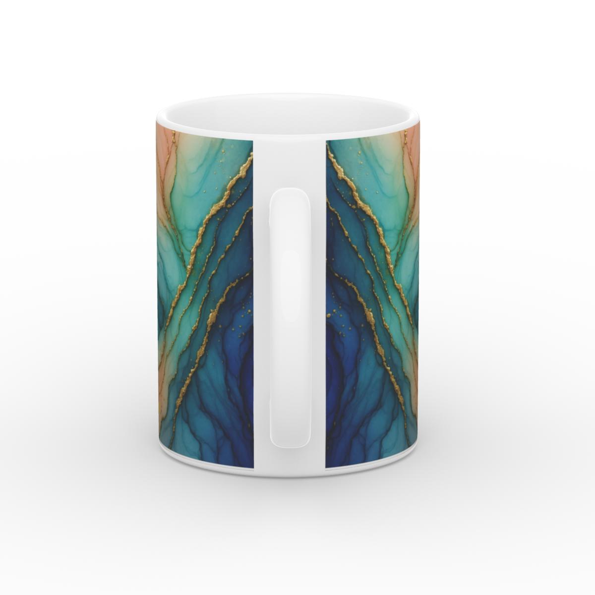 White Glossy Mug Ocean Gold