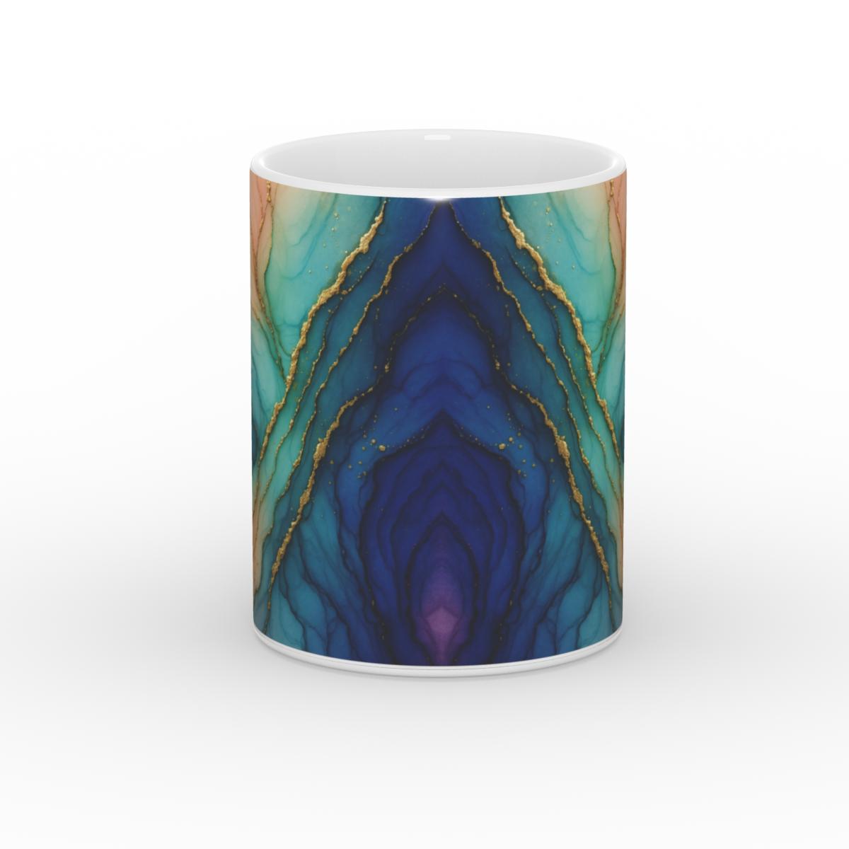 White Glossy Mug Ocean Gold