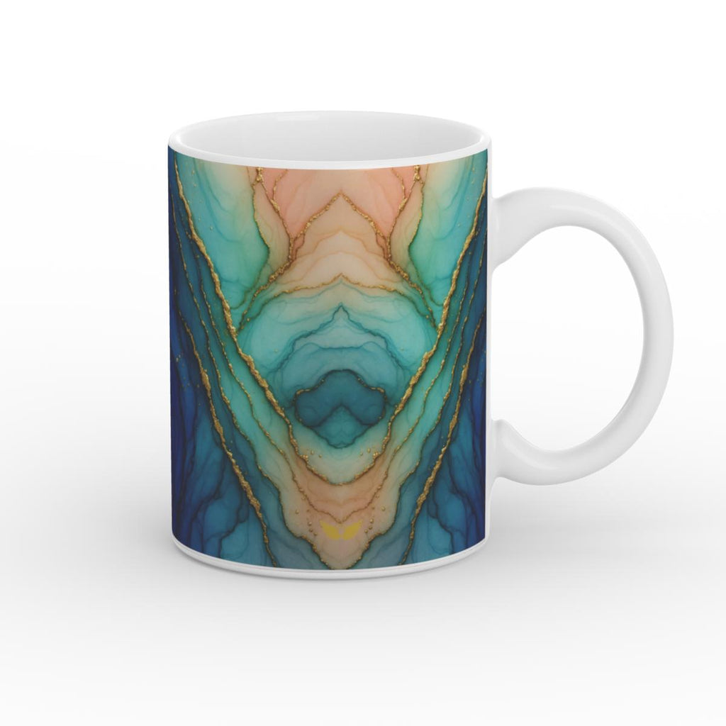 White Glossy Mug Ocean Gold
