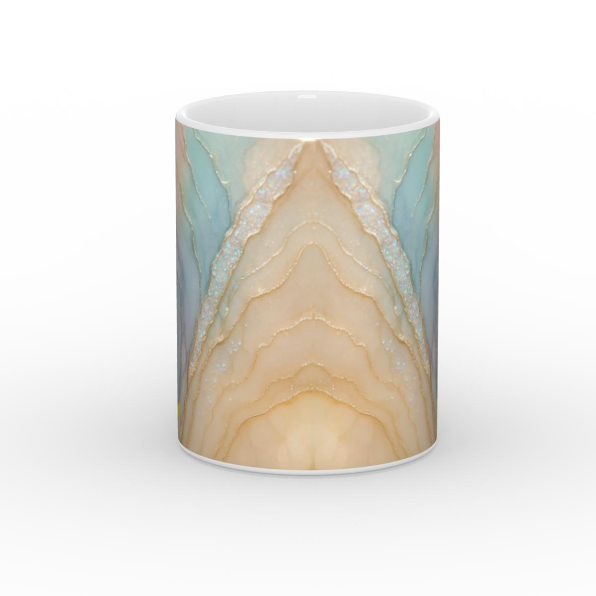 White Glossy Mug Golden Tide