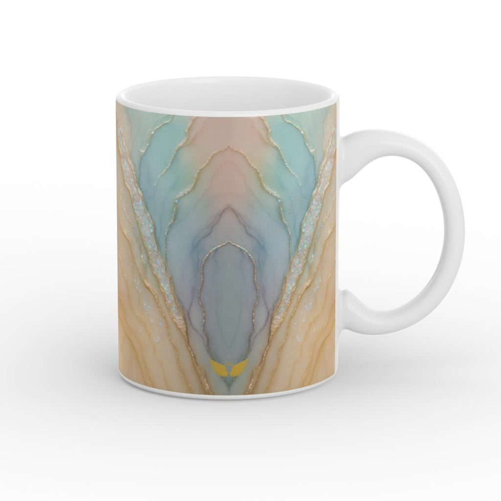 White Glossy Mug Golden Tide