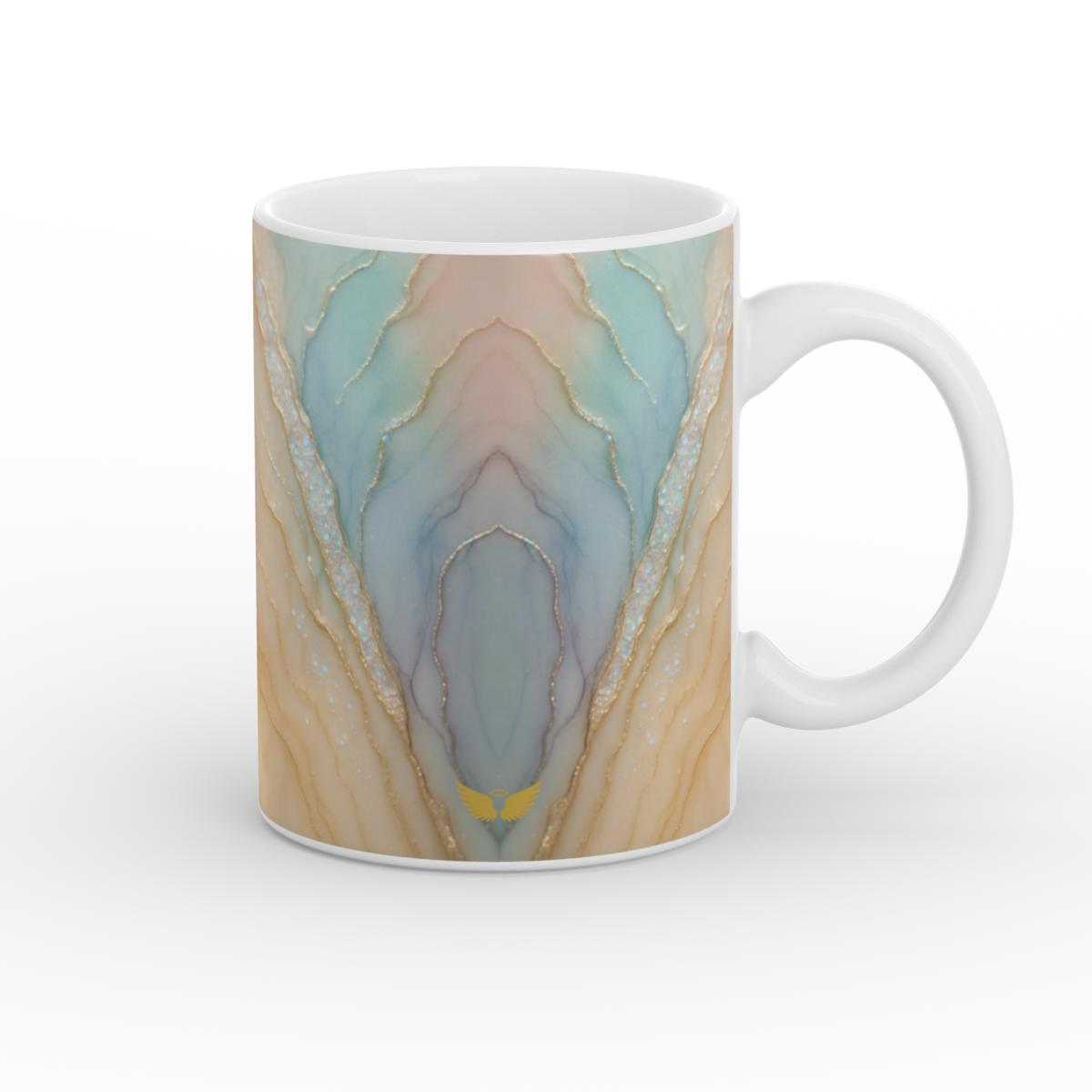 White Glossy Mug Golden Tide