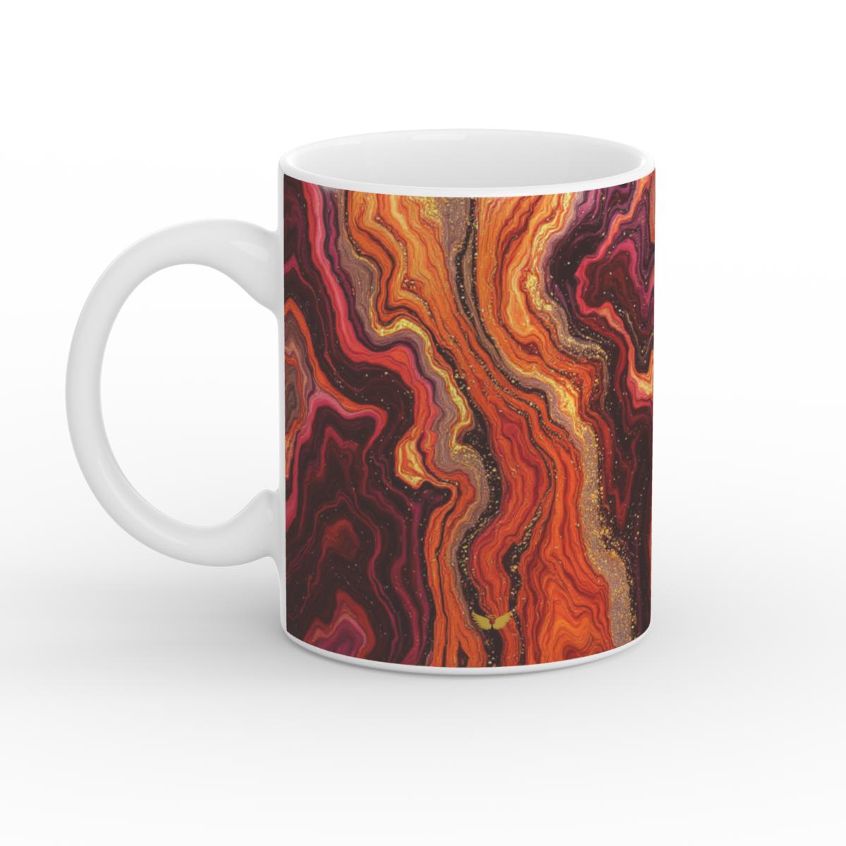 White Glossy Mug Inferno Flow