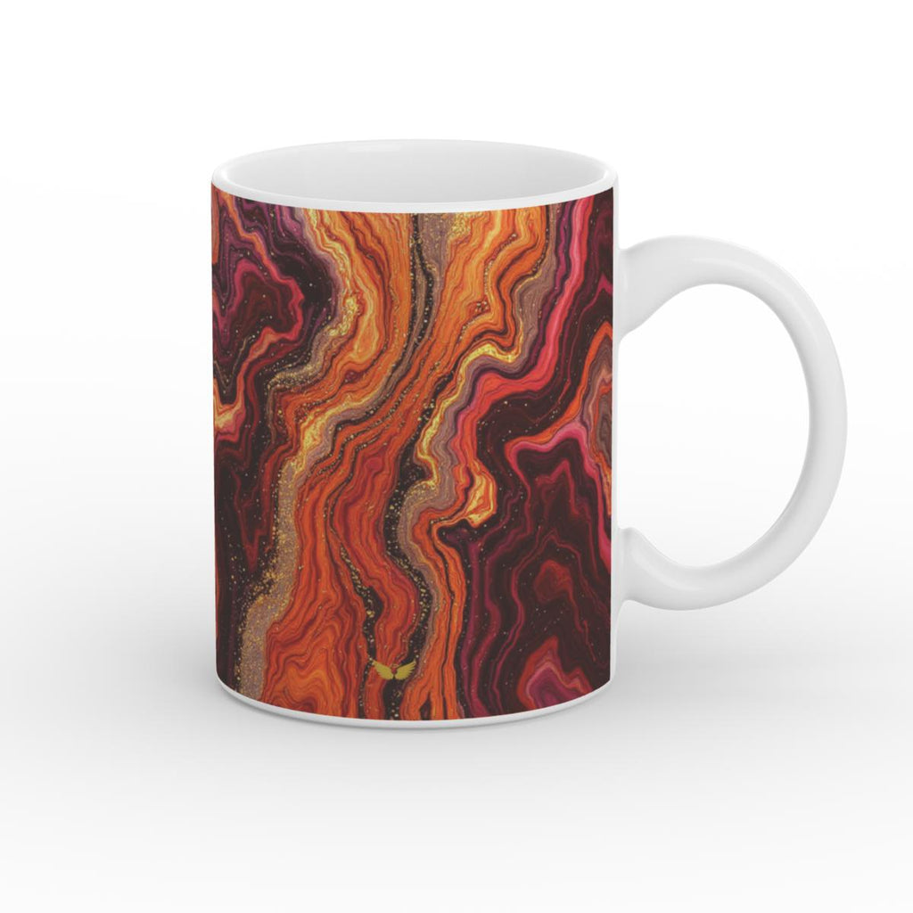 White Glossy Mug Inferno Flow
