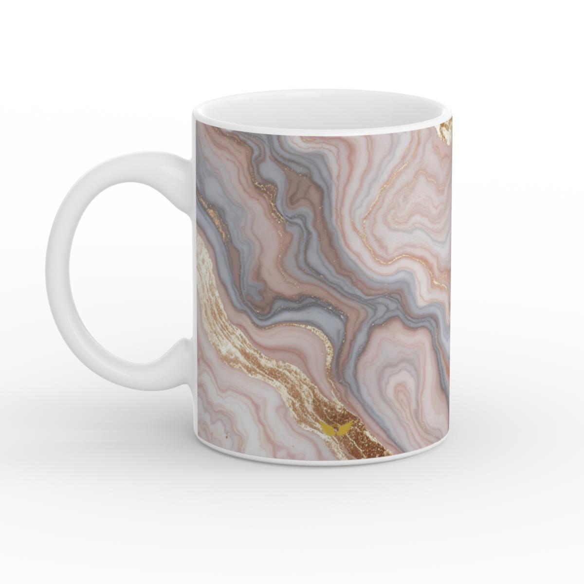 White Glossy Mug Golden Earth