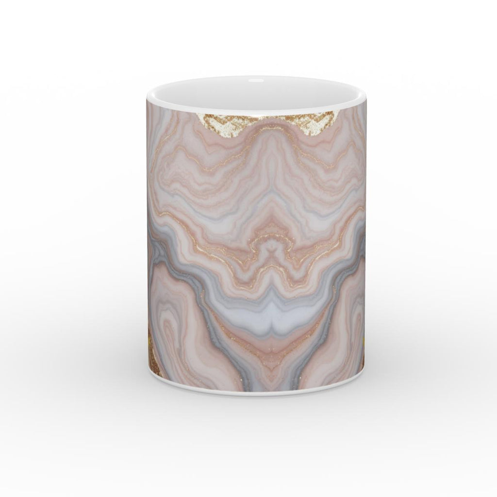 White Glossy Mug Golden Earth