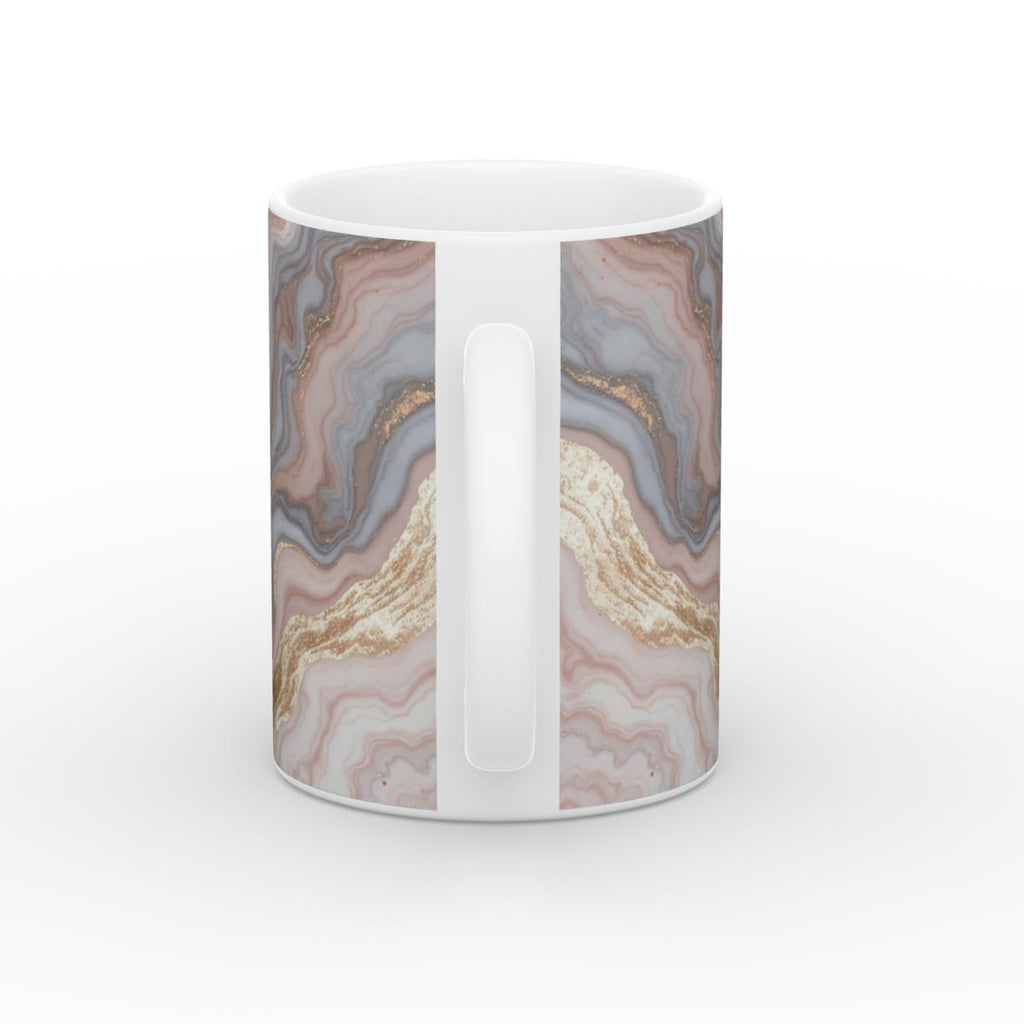 White Glossy Mug Golden Earth
