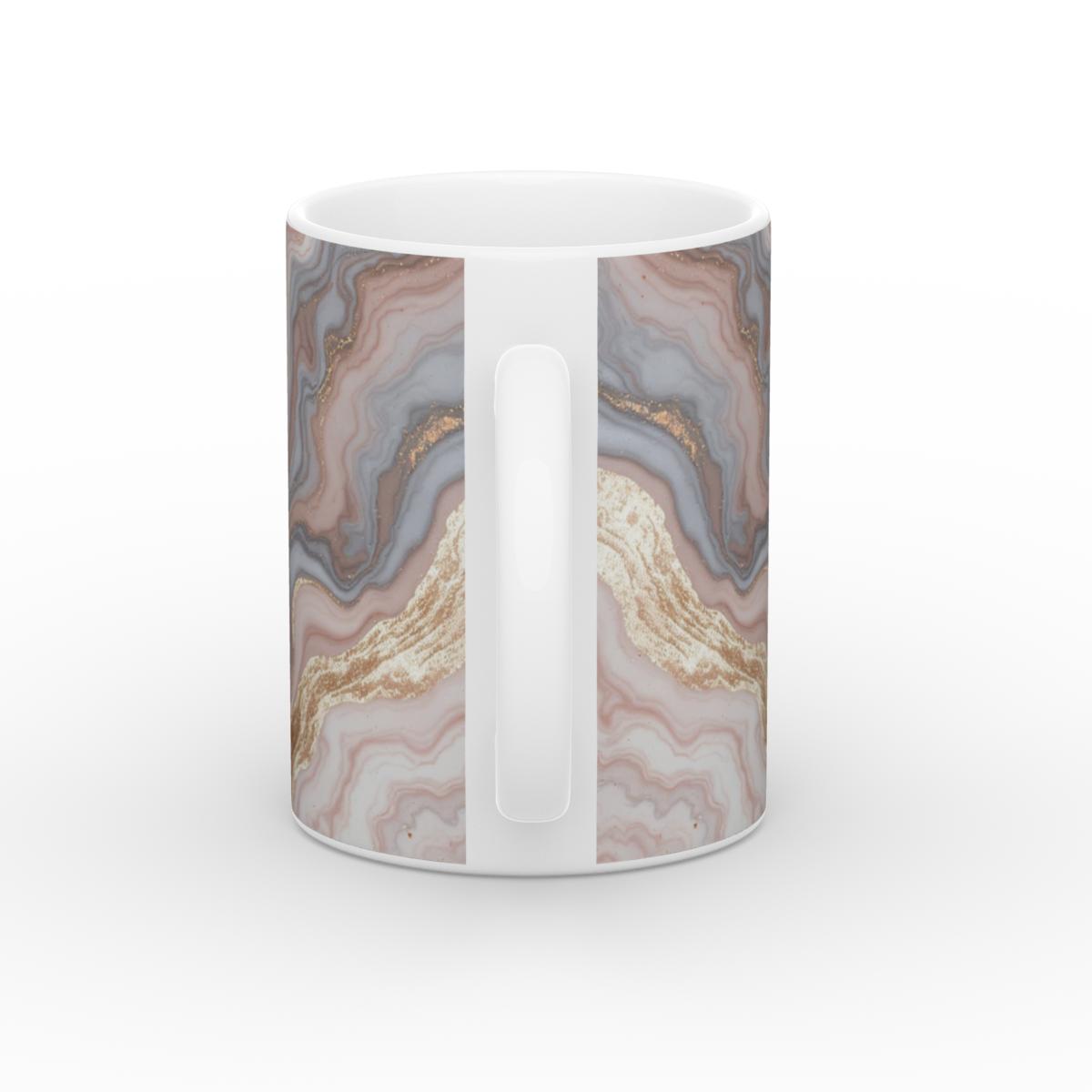 White Glossy Mug Golden Earth