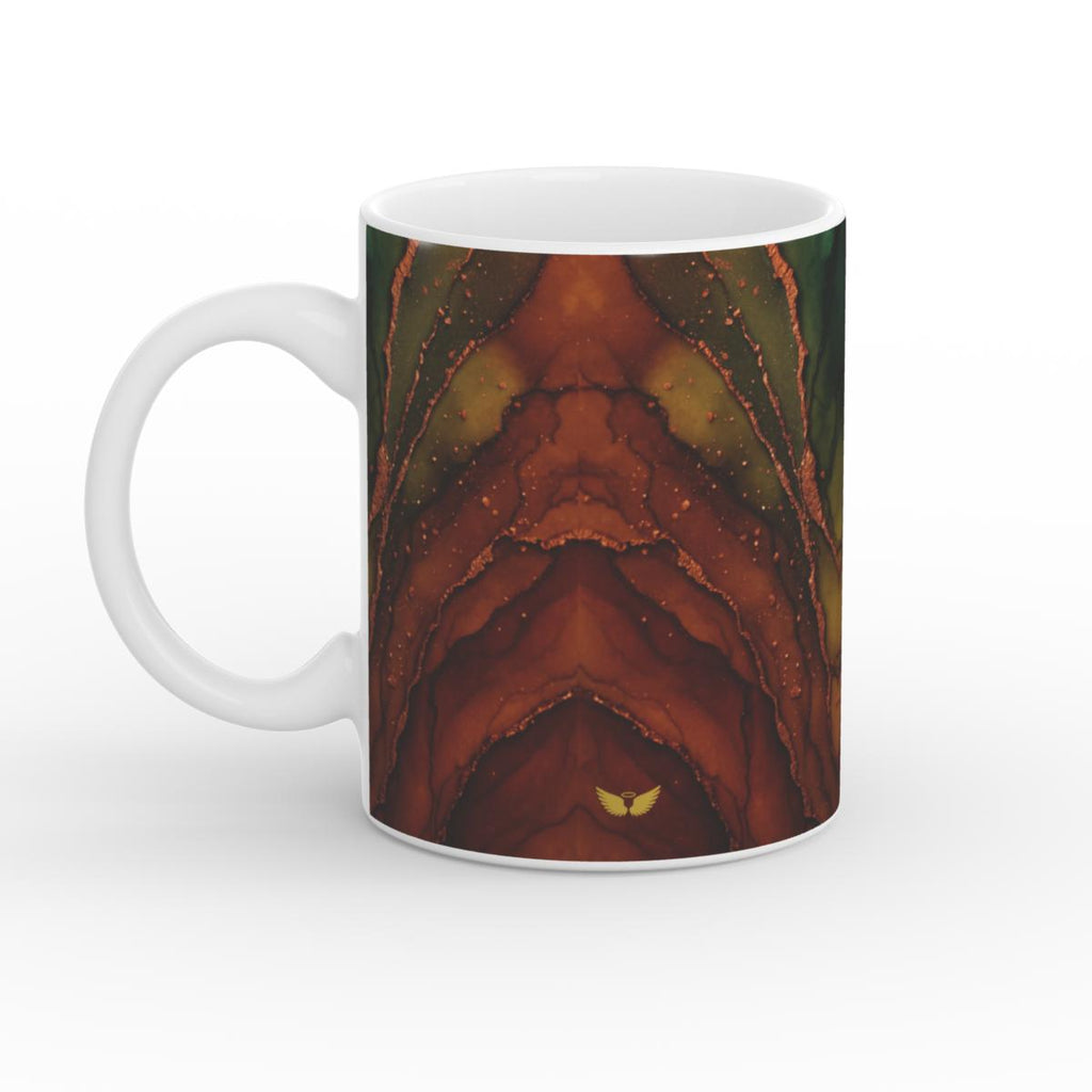 White Glossy Mug Molten Earth