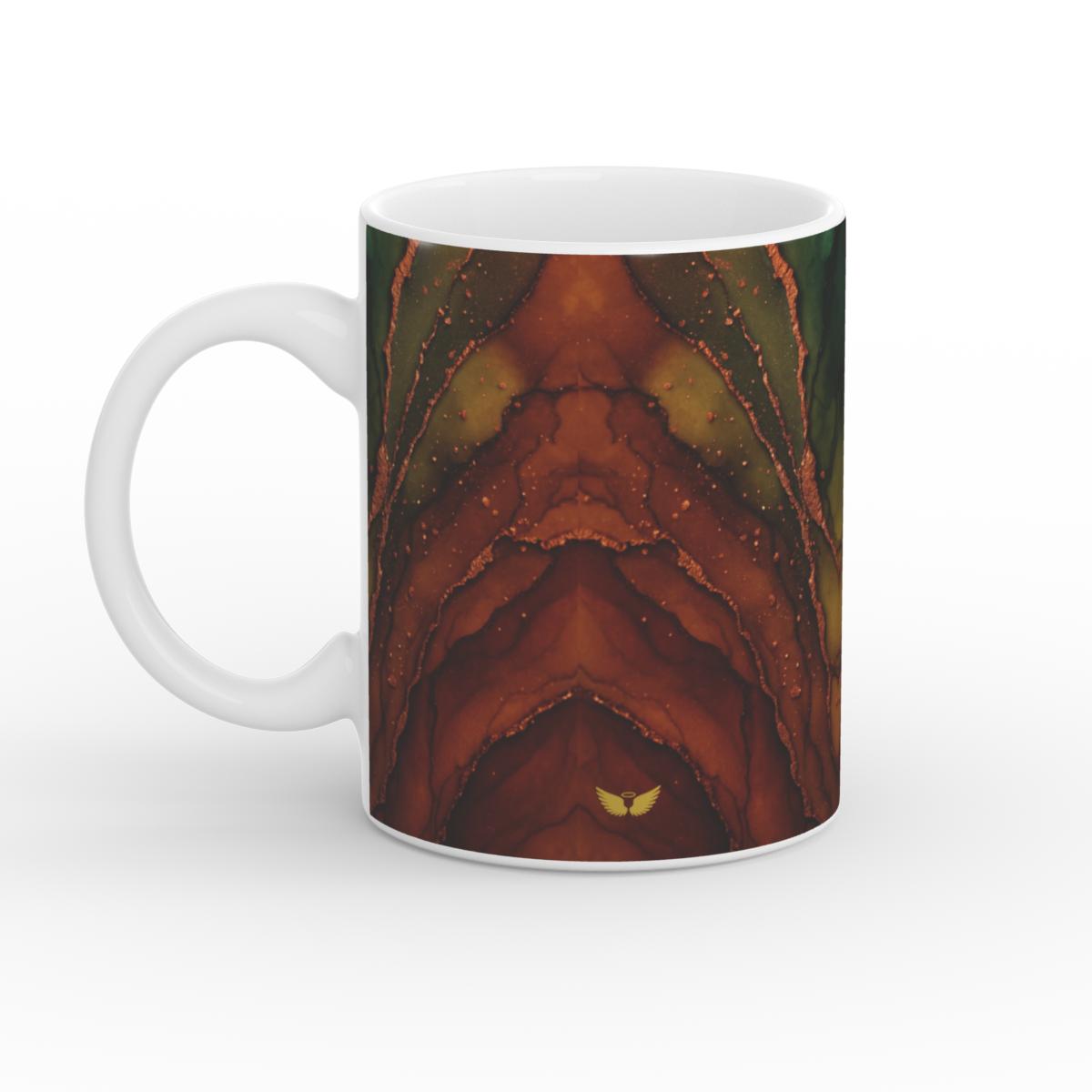 White Glossy Mug Molten Earth