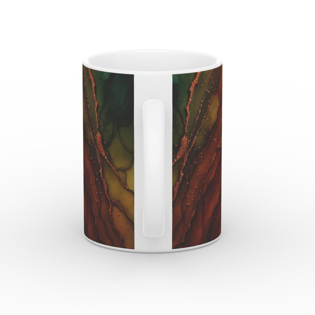 White Glossy Mug Molten Earth