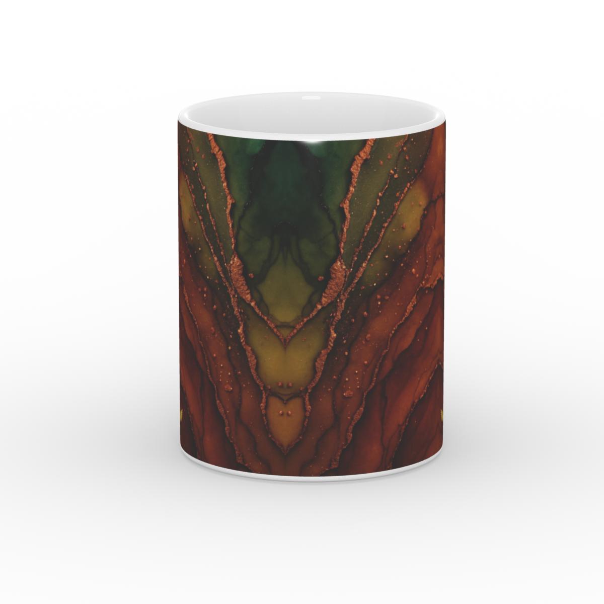 White Glossy Mug Molten Earth