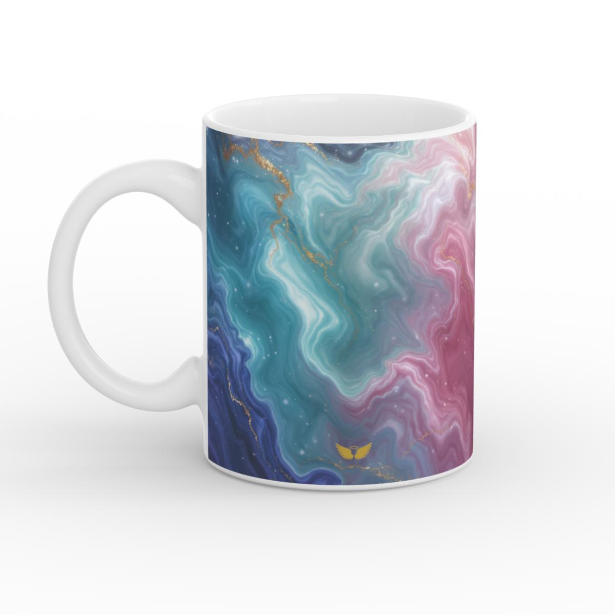 White Glossy Mug Celestial Dreams