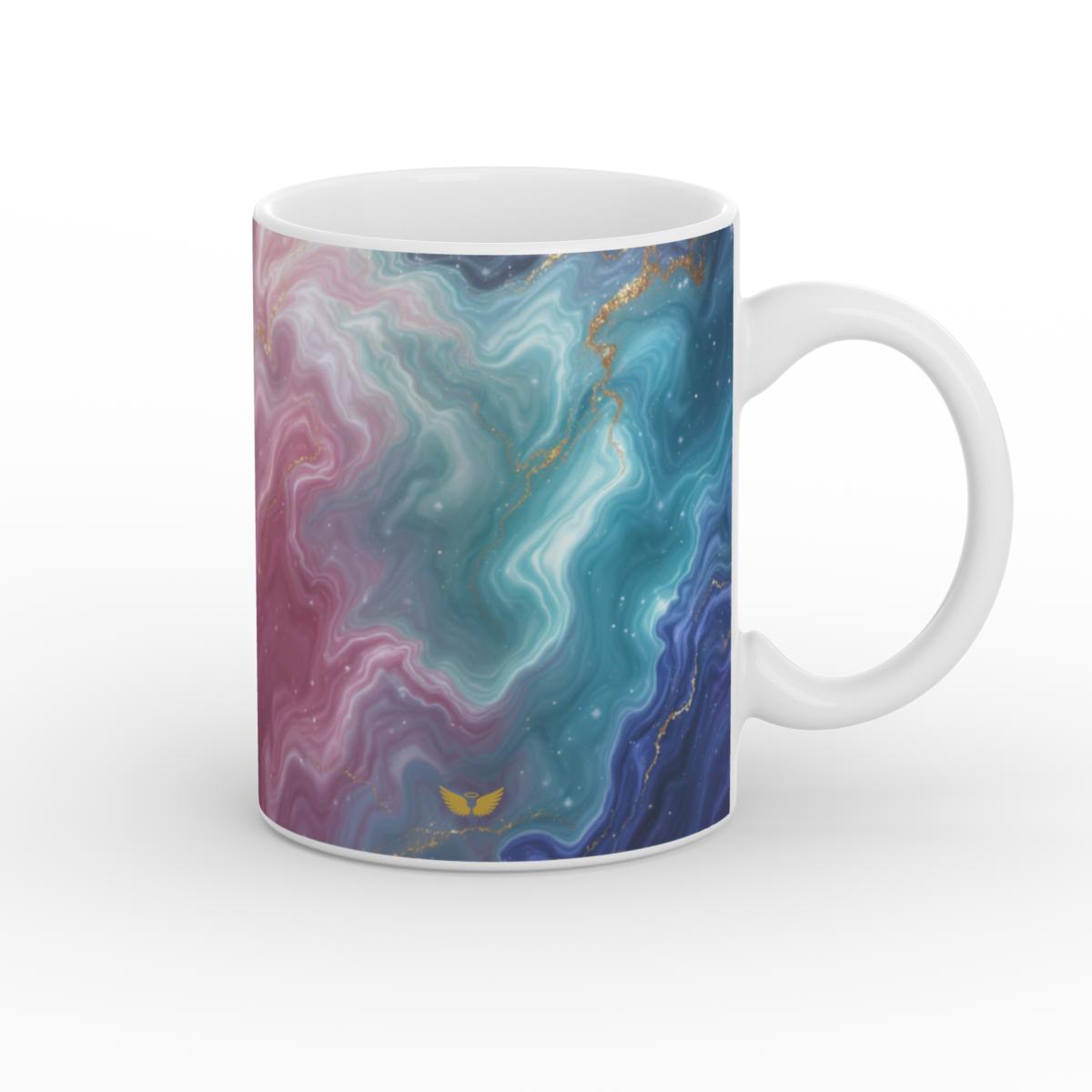 White Glossy Mug Celestial Dreams