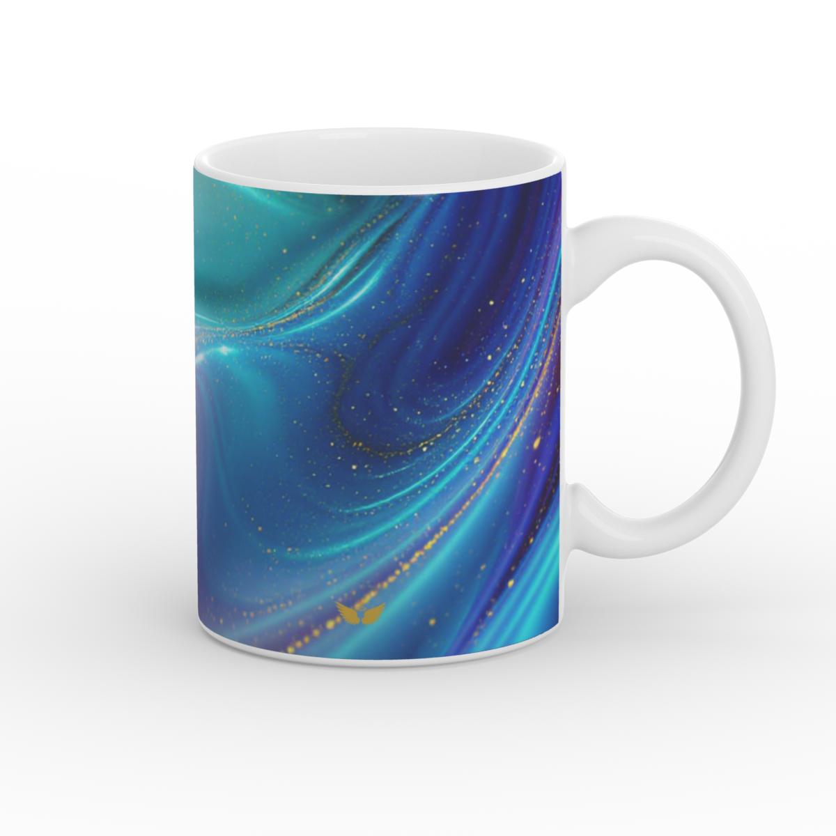 White Glossy Mug Ocean Cosmos