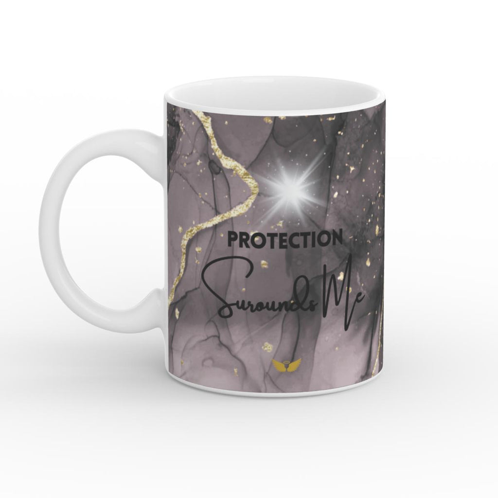 White Glossy Mug Sacred Protection