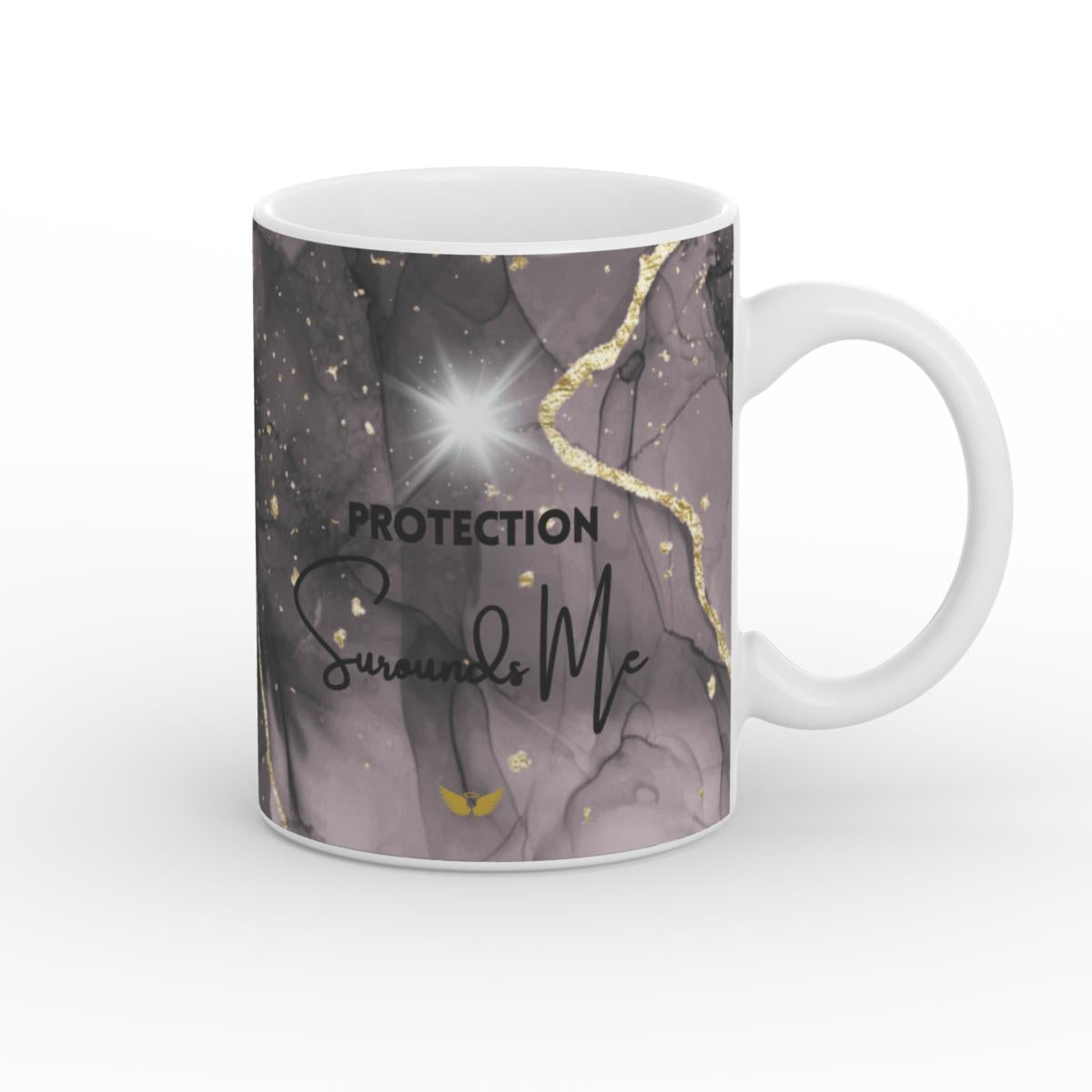 White Glossy Mug Sacred Protection
