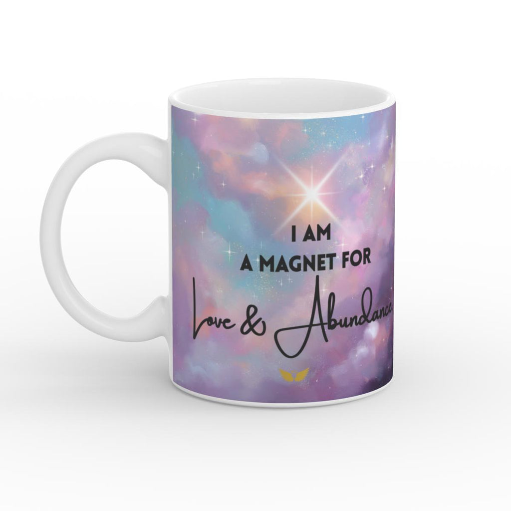 White Glossy Mug Magnet for Abundance