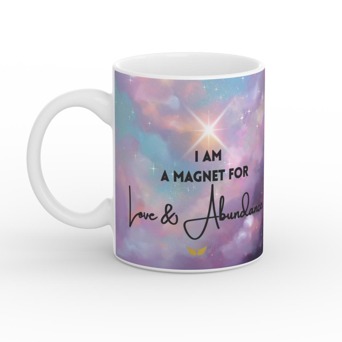 White Glossy Mug Magnet for Abundance