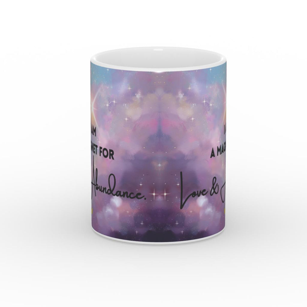 White Glossy Mug Magnet for Abundance