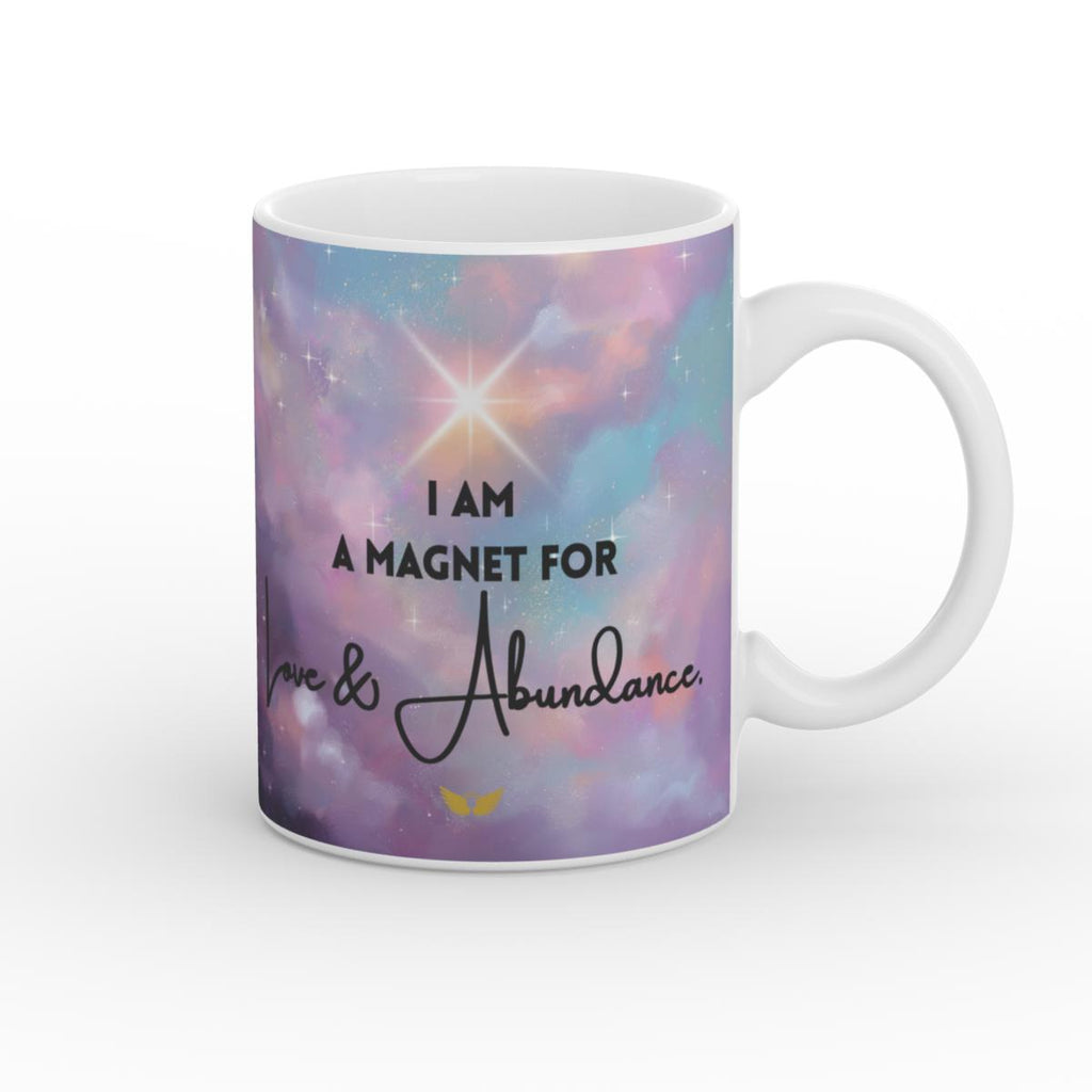 White Glossy Mug Magnet for Abundance