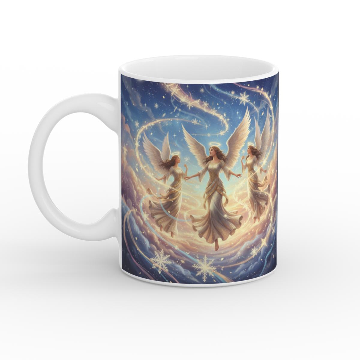 Snowflake Angel Dance White Glossy Mug