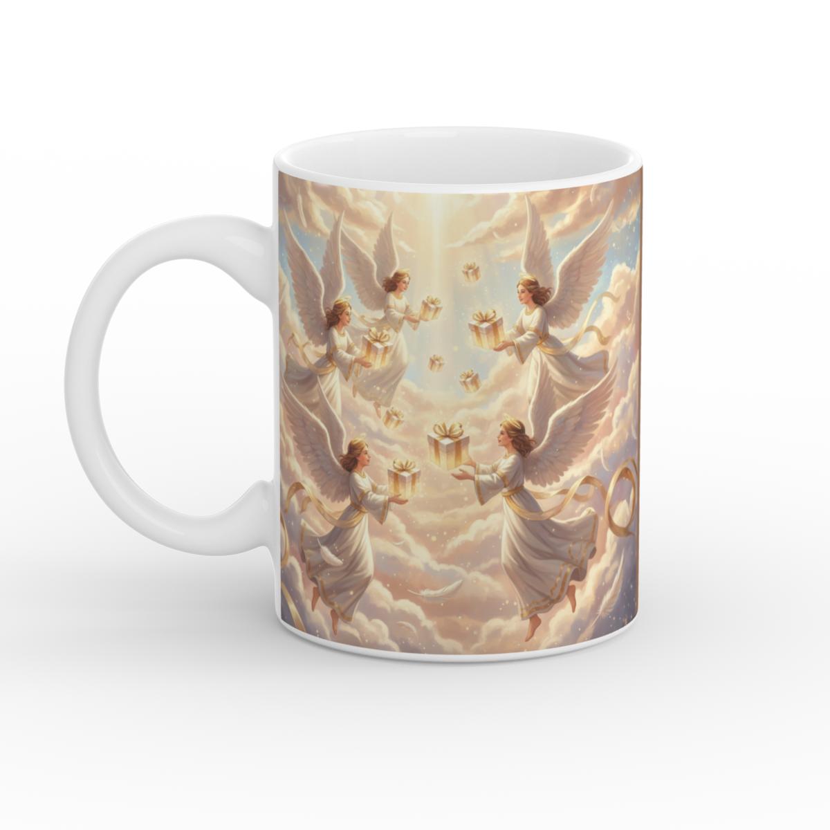 Heavenly Gift Exchange White Glossy Mug