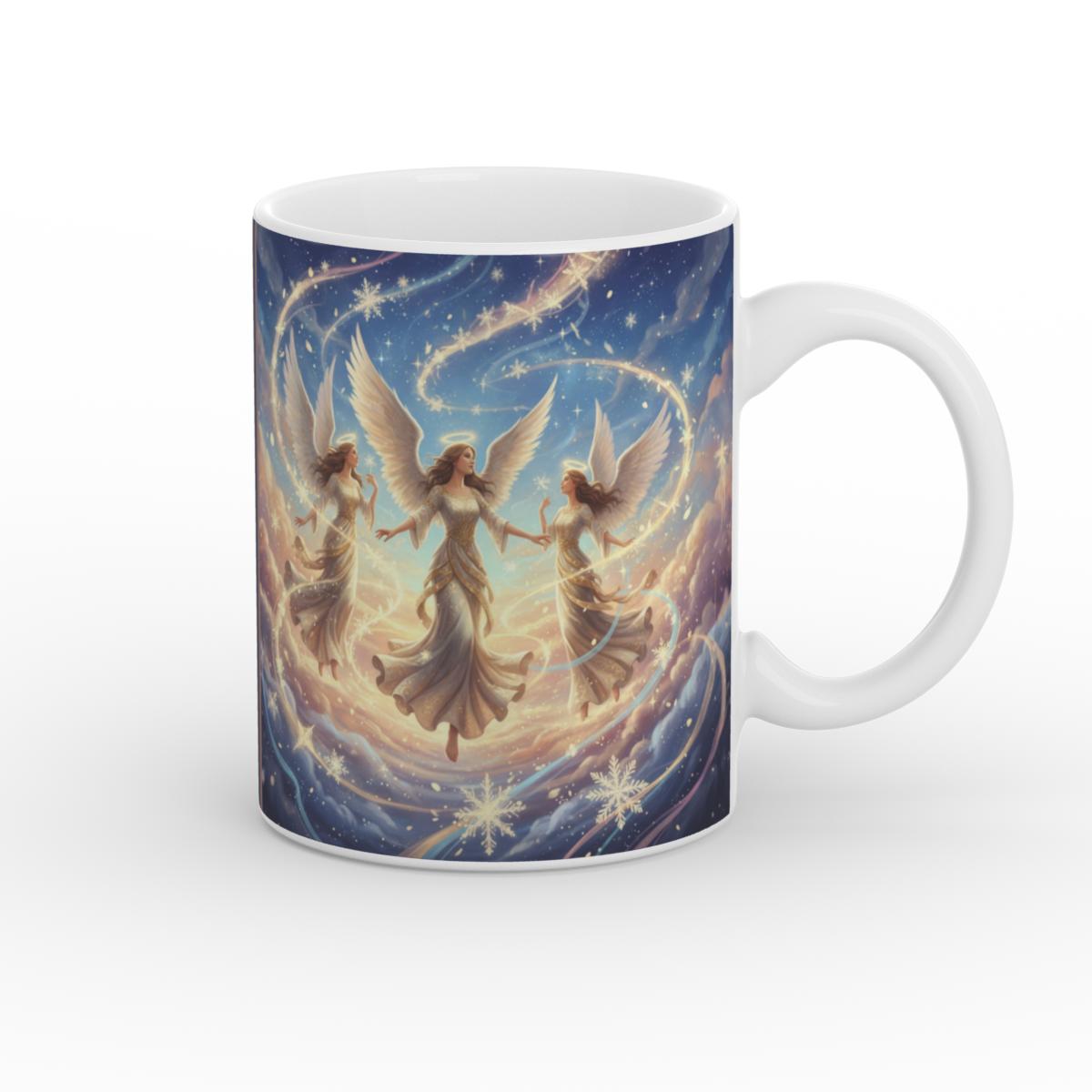 Snowflake Angel Dance White Glossy Mug