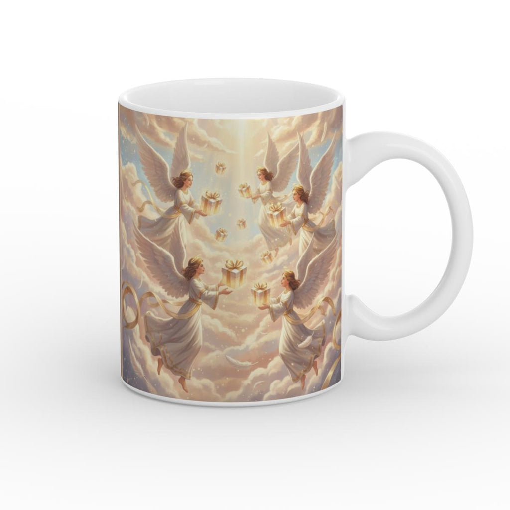 Heavenly Gift Exchange White Glossy Mug