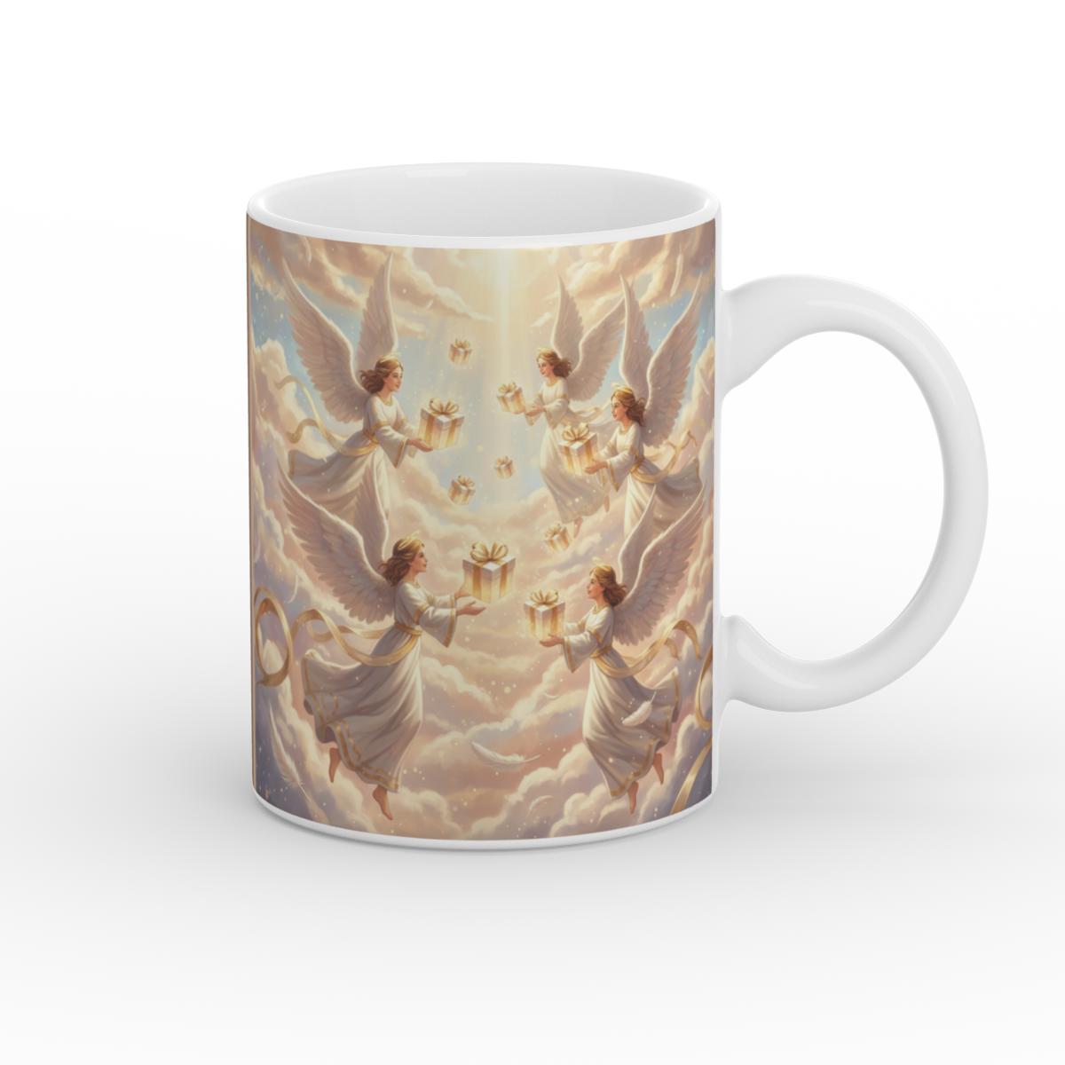 Heavenly Gift Exchange White Glossy Mug