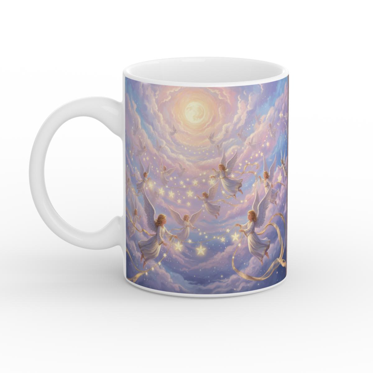 Angels Decorating the Stars White Glossy Mug