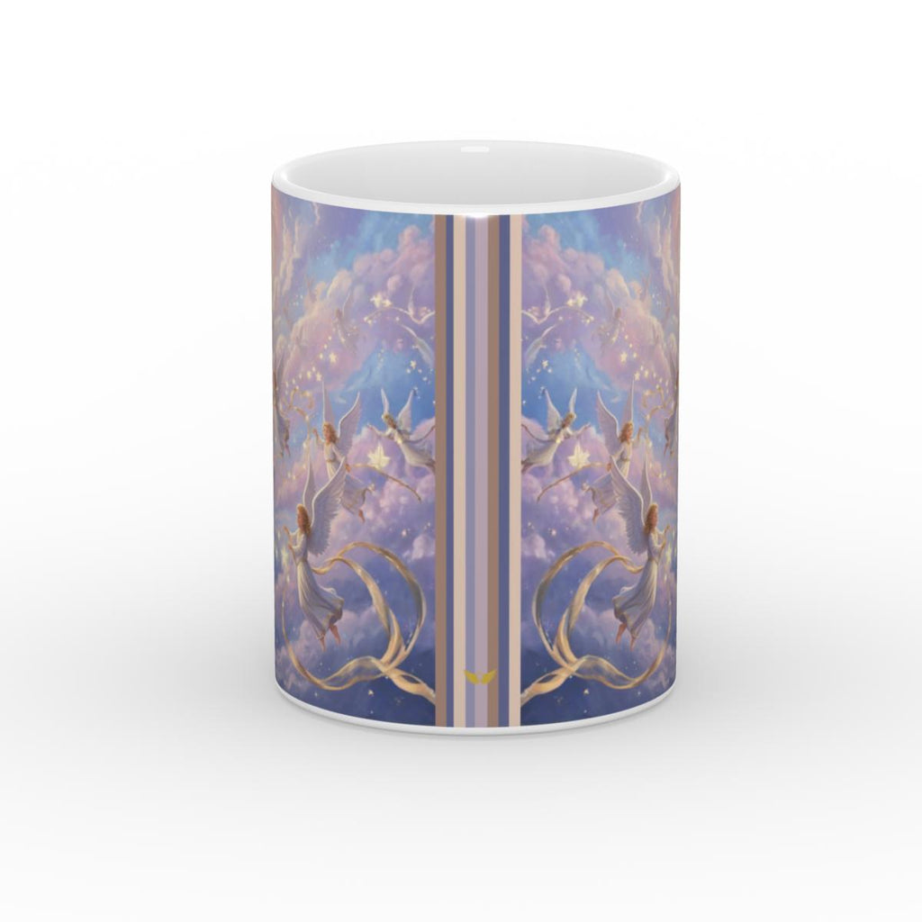 Angels Decorating the Stars White Glossy Mug